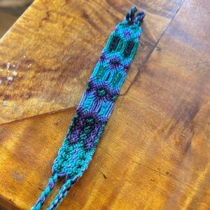 Handcrafted Purple and Green Woven Bracelet